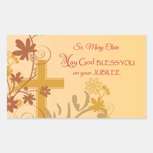 Adesivo Retangular Personalize, Jubileu Aniversário, Nun Cross, Swirl
