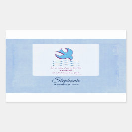 Adesivo Retangular Personalize, pomba do batismo adulto em azul
