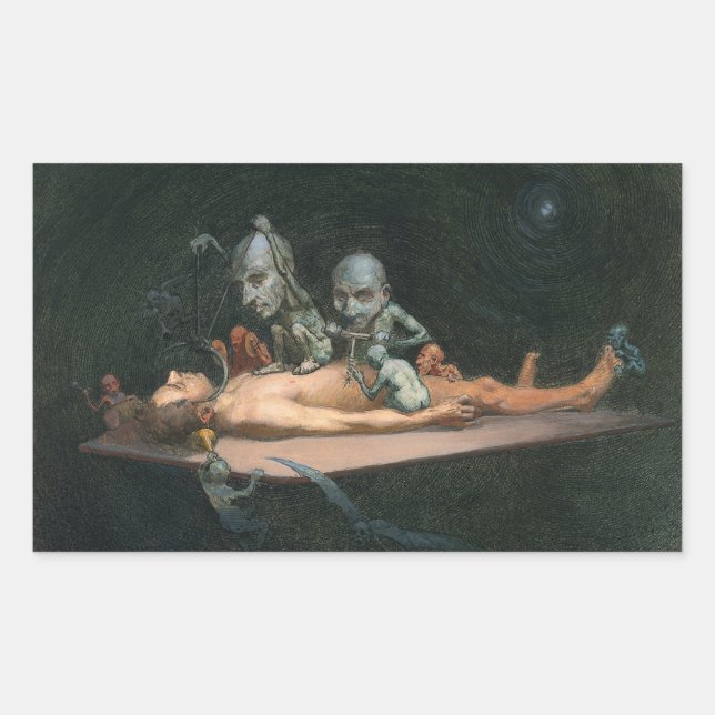 Adesivo Retangular Perto da morte, vendo espíritos Mau demônicos (Frente)