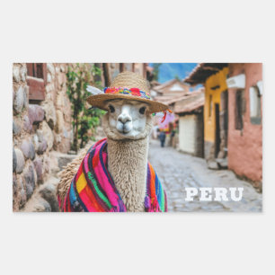 Adesivo Retangular Peru Llama
