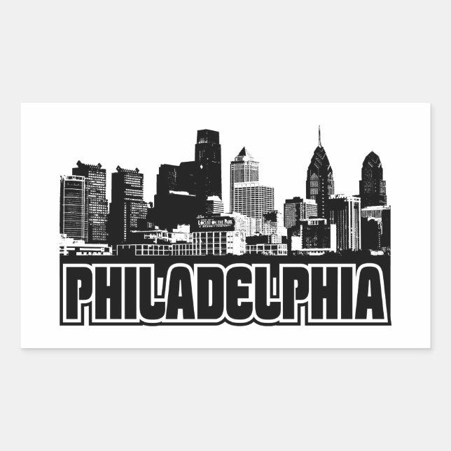 Adesivo Retangular Philadelphia Skyline (Frente)