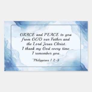 Adesivo Retangular Philippians 1:2-3 Grace e Peace to You, Bíblia