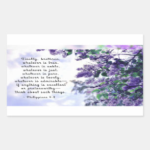 Adesivo Retangular Philippians 4:8 O que quer que seja Verso da Bíbl