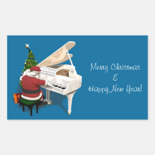 Adesivo Retangular Pianista de Papai Noel