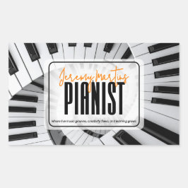 Adesivo Retangular Piano Moderno Espirais Preto&Branco Laranja Pianis