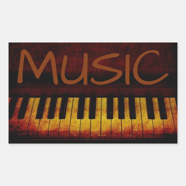 Adesivo Retangular Piano, Música, Sticker (Frente)