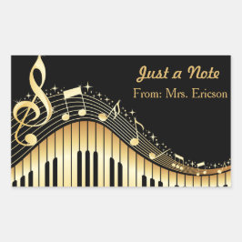 Adesivo Retangular Piano Musical e Vinheta Personalizada de Limpeza T