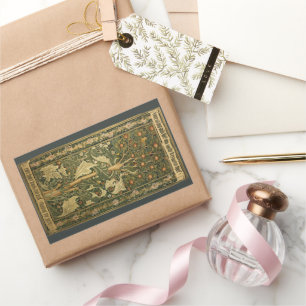 Adesivo Retangular Pica-pau de William Morris, Vintage Textile Art