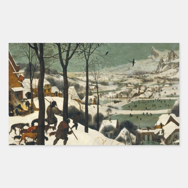 Adesivo Retangular Pieter Bruegel, o Velho - Caçadores na Neve (Frente)