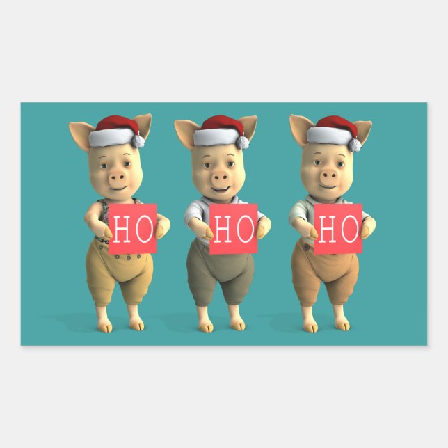 Adesivo Retangular Piglets Ho Ho Ho (Frente)