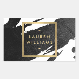 Adesivo Retangular Pinceladas Abstratas de Tinta Preta