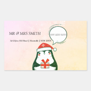 Adesivo Retangular Pinguim Natal dá vinheta retangular