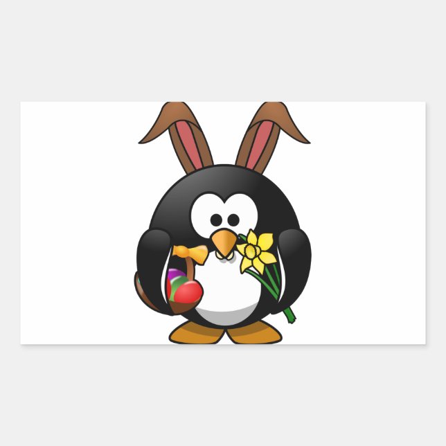 Adesivo Retangular Pinguim páscoa (Frente)