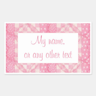 Adesivo Retangular PINK CORAÇÃO QUILT Retângulo Vinhetas