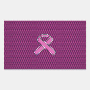 Adesivo Retangular Pink Ribbon Awareness Fuchsia Carbon Fiber