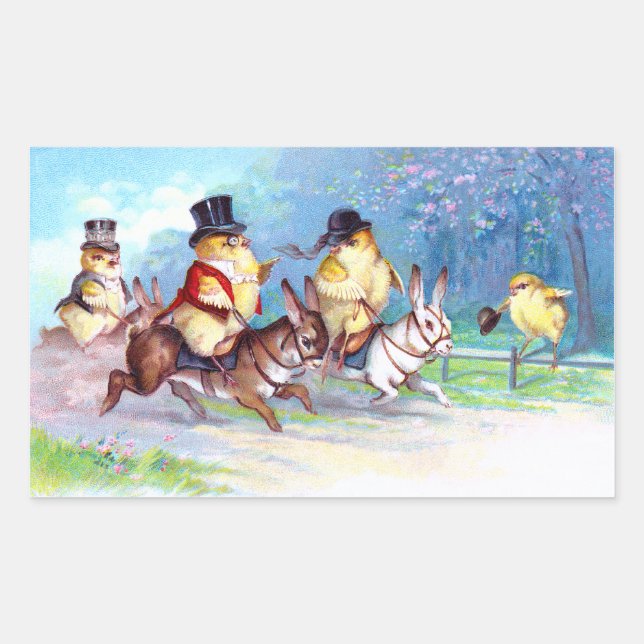 Adesivo Retangular Pintinhos Páscoa (Frente)