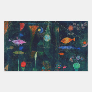 Adesivo Retangular Pintura Abstrata Magia de Peixes de Paul Klee Arte