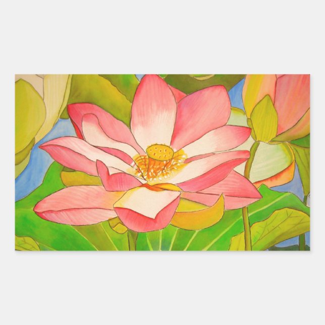Adesivo Retangular Pintura aquosa, rosa lento (Frente)