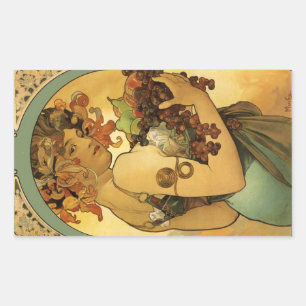 Adesivo Retangular Pintura da fruta de Alphonse Mucha