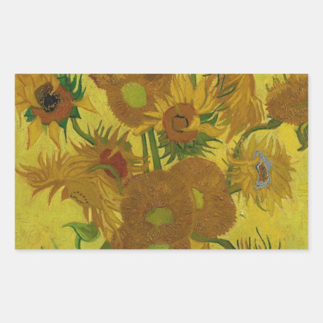 Adesivo Retangular Pintura de 15 Girassóis de Vincent Van Gogh (Frente)