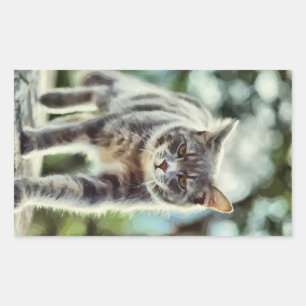 Adesivo Retangular Pintura de gatos