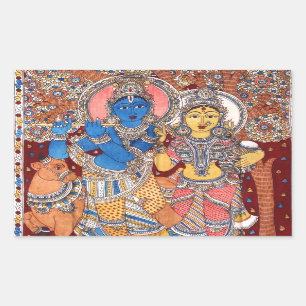 ADESIVO RETANGULAR PINTURA DE KALAMKARI RADHA KRISHNA