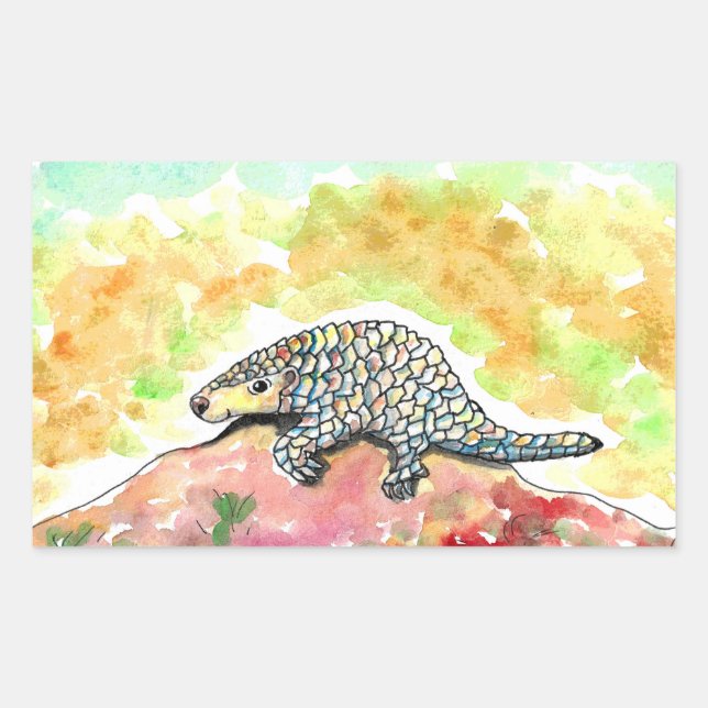 Adesivo Retangular Pintura de Pangolin Cujo Canto (Frente)