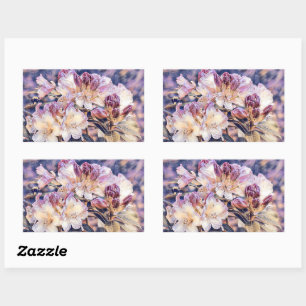 Adesivo Retangular Pintura em aquarela de brã de flor roxa