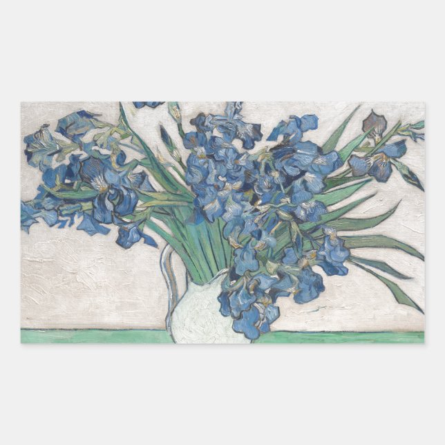 Adesivo Retangular Pintura Impressionista Vaso de Íris de Van Gogh (Frente)