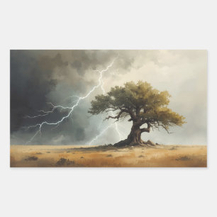 Adesivo Retangular pinturas de árvores atingidas por raios.