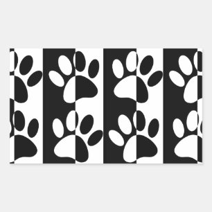 Adesivo Retangular Pinturas E Estrias De Cães Pretos E Brancos