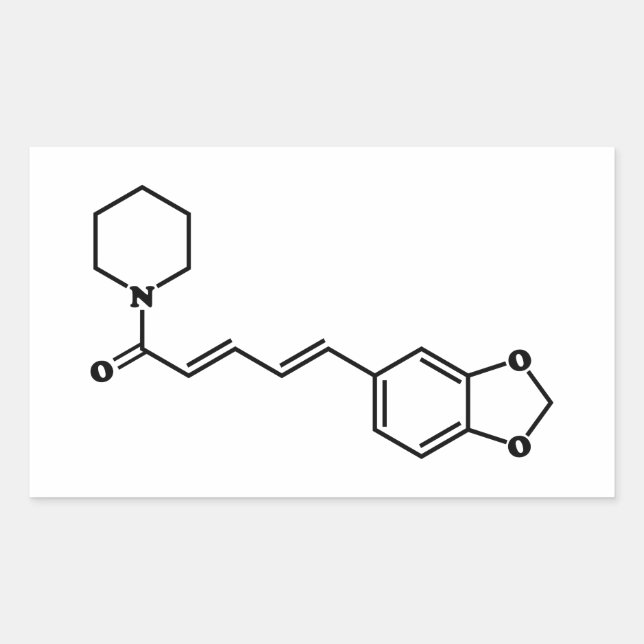 Adesivo Retangular Piperina Piperina, Piperina, Fórmula Química Molec (Frente)