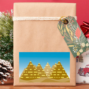 Adesivo Retangular Pirâmides Egípcias Douradas Geométricas Paisagem d