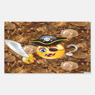 Adesivo Retangular pirata do tesouro emoji