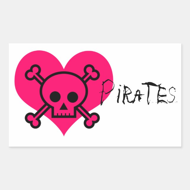 Adesivo Retangular Piratas do Coração Rosa (Frente)