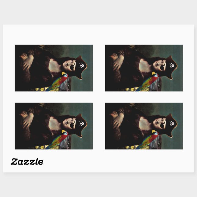 Adesivo Retangular Pirate Mona Lisa with Eye Patch (Folha)
