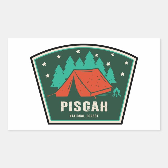 Adesivo Retangular Pisgah National Forest Camping (Frente)
