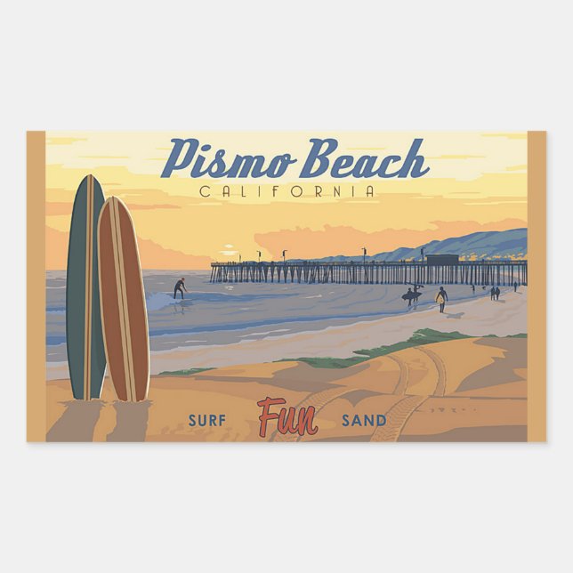 Adesivo Retangular Pismo Beach California (Frente)
