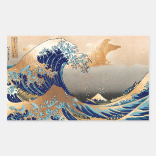 Adesivo Retangular PixDezines Vintage Grande Onda Hokusai 葛飾北斎の神奈川沖浪