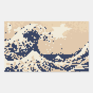 Adesivo Retangular Pixel Tsunami 8 Bits Pixel Art