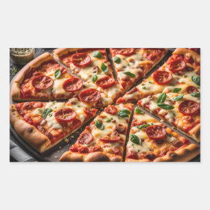 Adesivo Retangular Pizza de Pepperoni e Queijo
