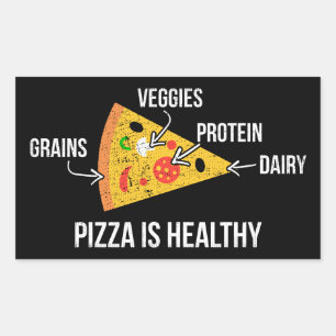 Adesivo Retangular Pizza É Saudável - Carbs - Malhação Novelty Engraç