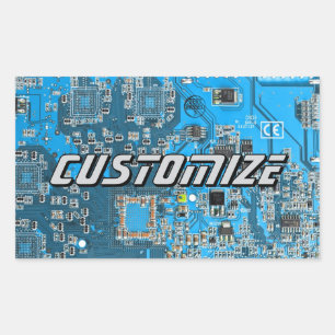 Adesivo Retangular Placa de Circuito PCB Azul Personalizada para Prof