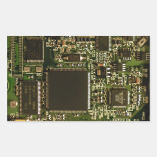 Adesivo Retangular Placa de Circuito Verde Macro Foto de PCB
