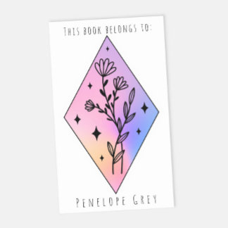 Adesivo Retangular Placa de Livro de Diamantes do Pastel Floral Holog