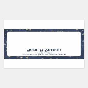 Adesivo Retangular Placa do Livro Azul e Dourado do Autor de Starry