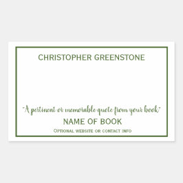 Adesivo Retangular Placa Verde de Assinatura do Autor