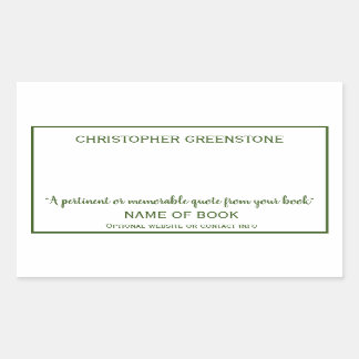 Adesivo Retangular Placa Verde de Assinatura do Autor