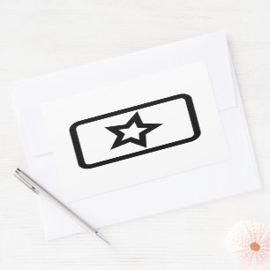 Adesivo Retangular Placa Zener   Estrela oca 5 Pontilhada