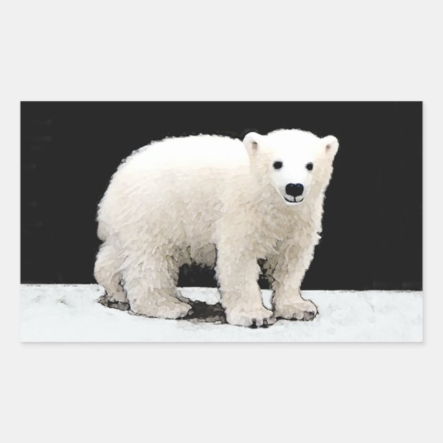 Adesivo Retangular Polar Bear Cub Painting - Arte Original (Frente)